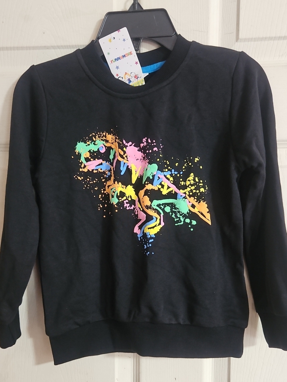 FUNNYMORE YOUTH DINOSAUR SWEATSHIRT: BLACK: NEW WITH TAGS: SIZE 6T (6Y)